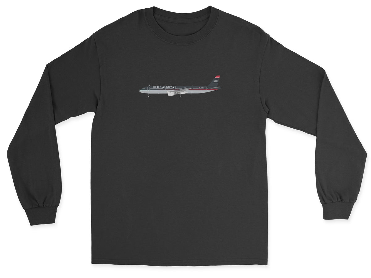 US Airways A321 Unisex Long Sleeve T-Shirt - Black