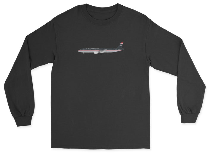 US Airways A321 Unisex Long Sleeve T-Shirt - Black