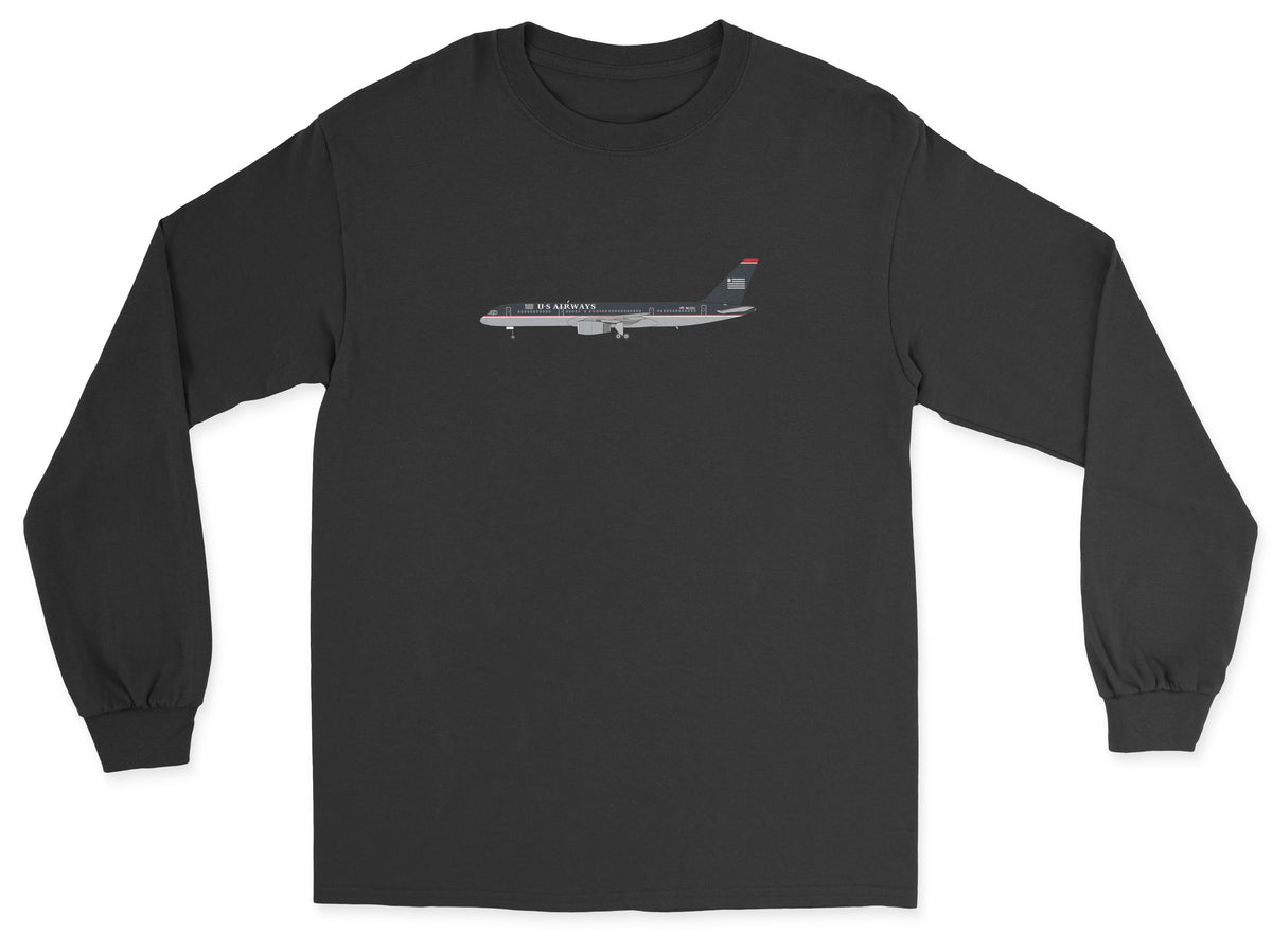 US Airways B757 Unisex Long Sleeve T-Shirt - Black