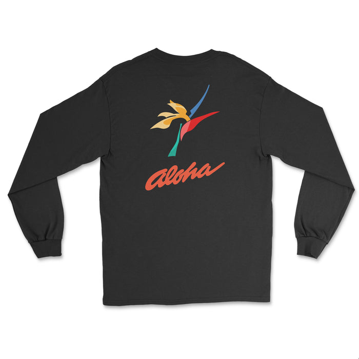 Aloha Airlines Unisex Long Sleeve T-Shirt Printed On The Back - Black