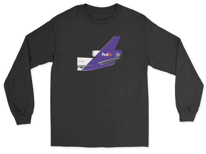 FedEx Mcdonnell Douglas DC-10 Tail Section Unisex Long Sleeve T-Shirt - Black