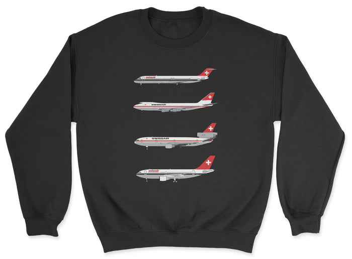 Swissair DC-9, B747, DC-10, A310 Unisex Sweatshirt - Black