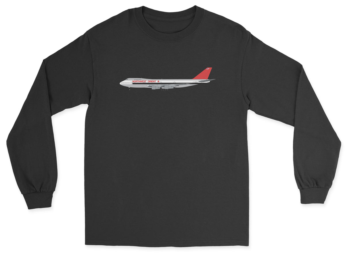 Northwest Orient Airlines Boeing 747 Unisex Long Sleeve T-Shirt - Black
