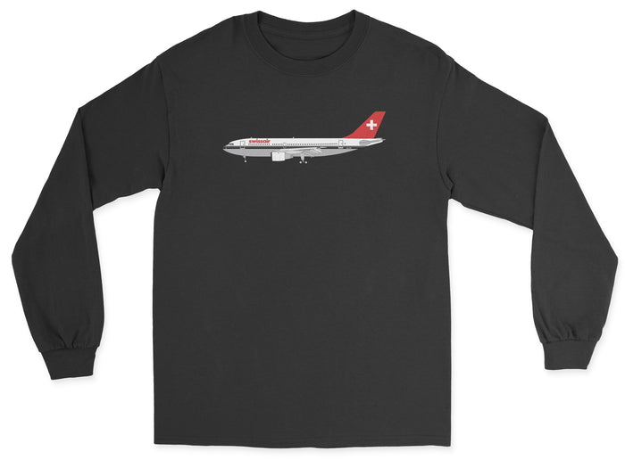 Swissair Airbus A310 Unisex Long Sleeve T-Shirt - Black