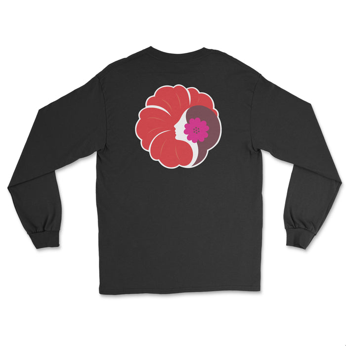 Hawaiian Airlines Old Logo (1973) Unisex Long Sleeve T-Shirt Printed On The Back - Black