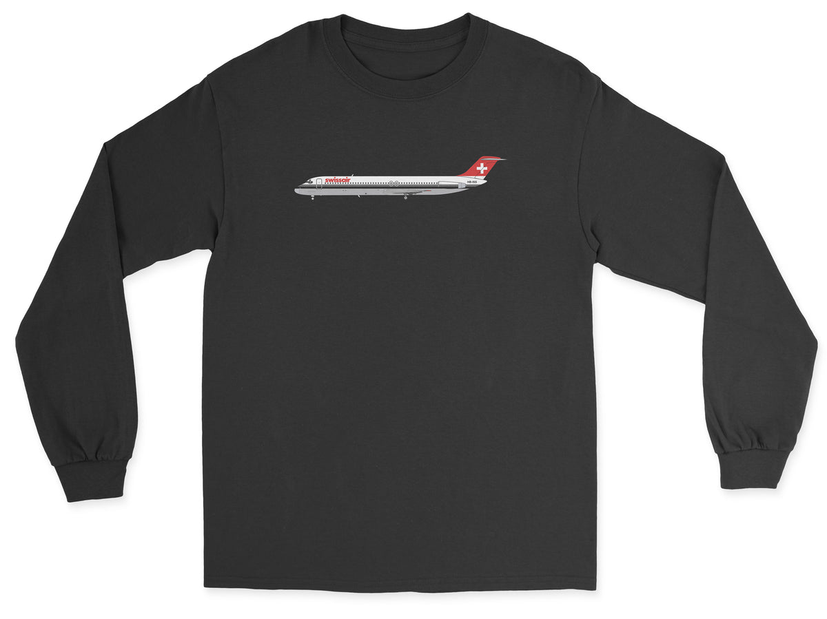 Swissair McDonnell Douglas DC-9 Unisex Long Sleeve T-Shirt - Black