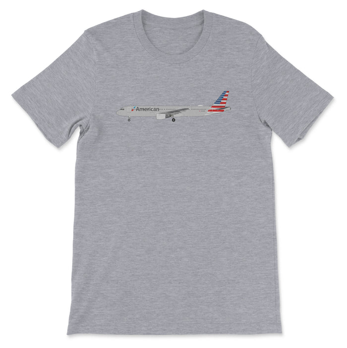 American Airlines Airbus A321 Unisex T-Shirt - Athletic Heather